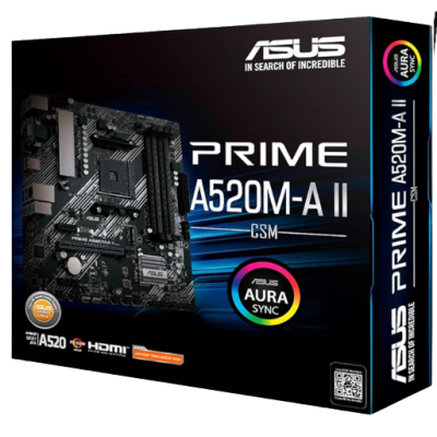 ASUS PRIME A520M A II CSM ATX AM4 4DDR4 128GB PCIE3.0 M.2 DP 4SATA6 PRIME A520M A II CSM